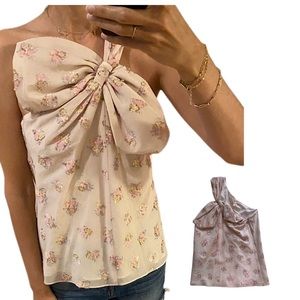 Rebecca Taylor One Shoulder Bow Jacquard Blouse